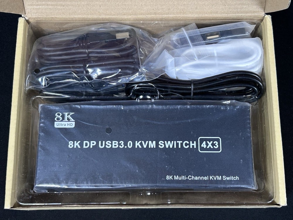 8K DP USB3.0 4x3 Multi-Channel DisplayPort KVM Switch