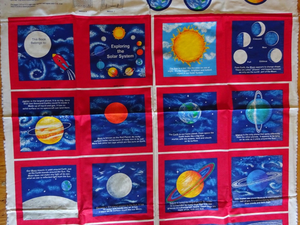 Exploring The Solar System, Outer Space Fabric Panel Quilted Book