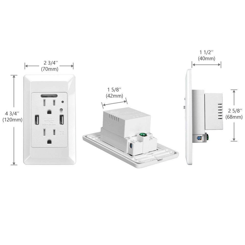15 x USB Outlet with Night Light,with Power-Saving Auto Nightlight Sensor & Wall