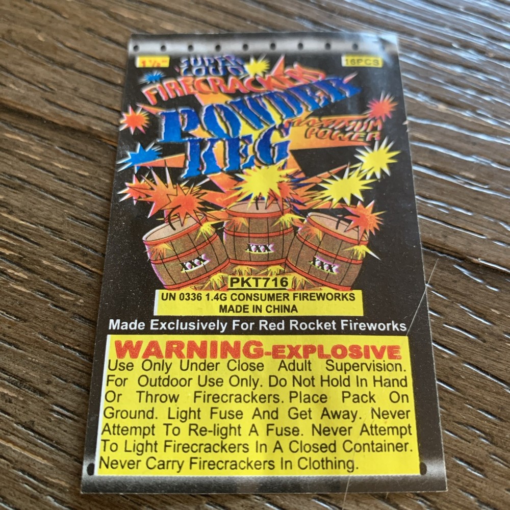 Firecracker Fireworks Label POWDER KEG 16s Size Pack Label Great Condition