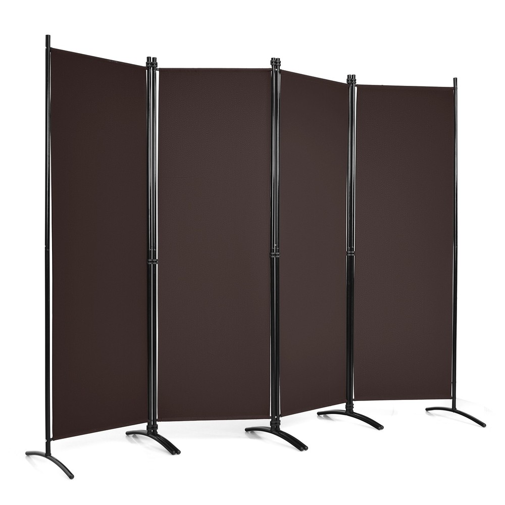 5.6ft Tall Folding Room Divider Freestanding 4-Panel Privacy Screen Brown