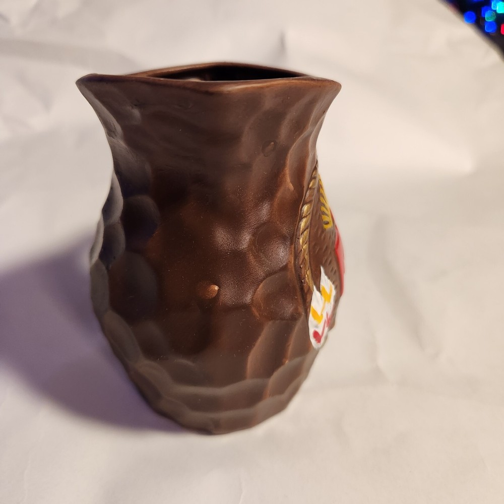Ceramic Brown Painted Creamer Indiginous Thunderbird Crest JAPAN
