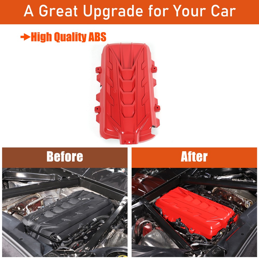 For 2020-Up Corvette C8 ABS Plastic Red Engine Cover