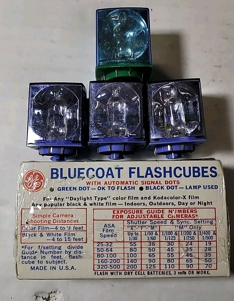 GE + Westinghouse Blue Dot Bluecoat Flashbulbs Flashcubes Lot
