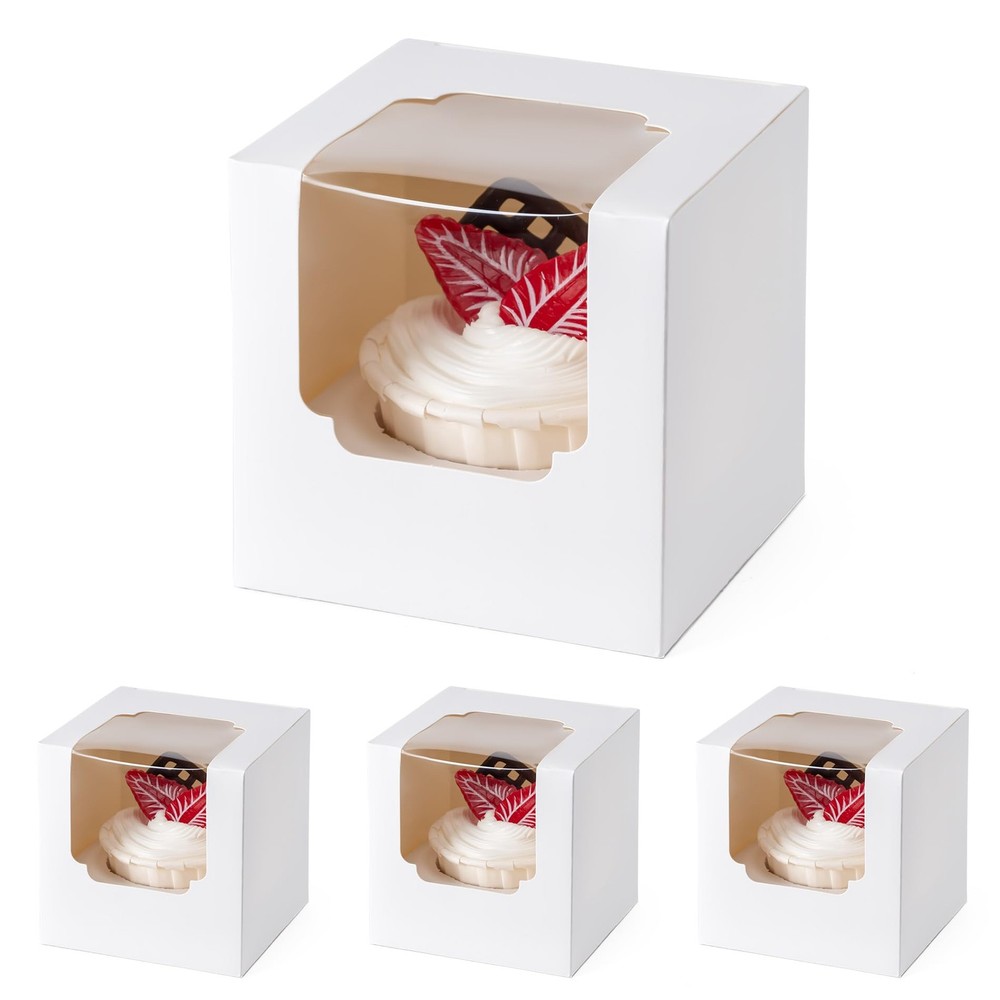 Cupcake Containers with Window Stackable Holder Boxes 50 Pack
