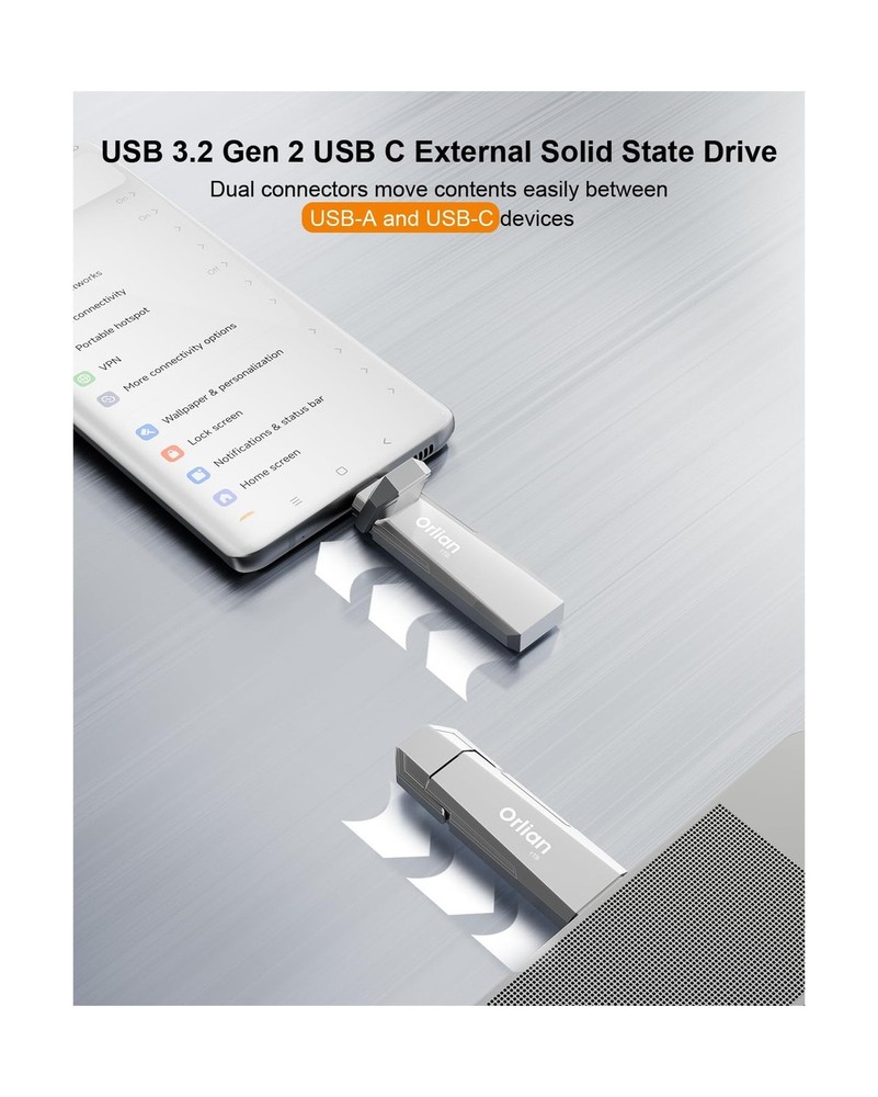 1TB External Portable SSD USB Solid State Drive Up to 1000MB/s USB 3.2 Gen 2 ...