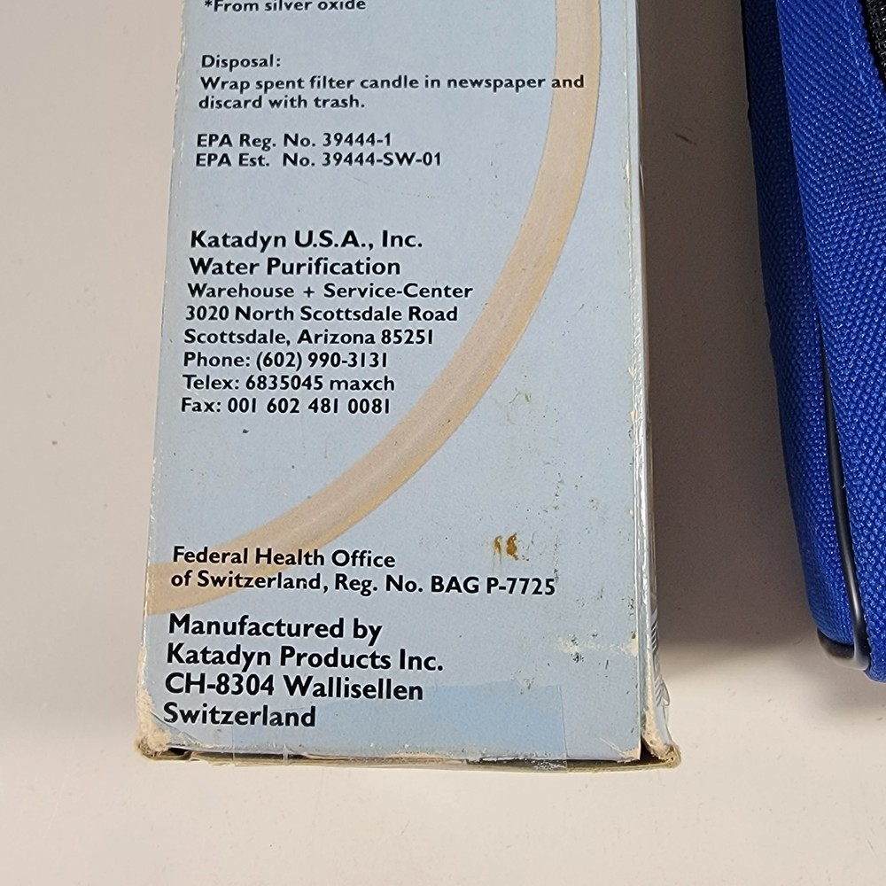 Katadyn Pocket Water Filter Backpacking New Open Box