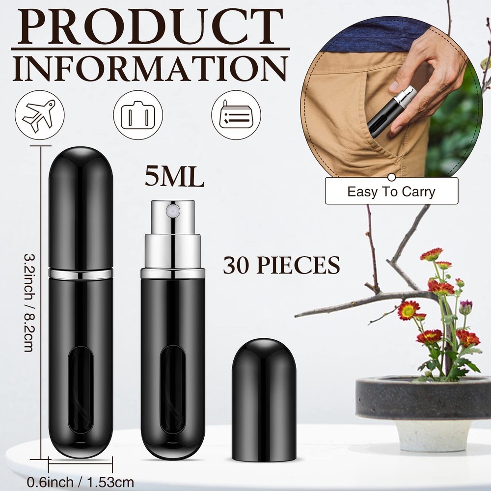 30 Pieces Refillable Perfume Atomizer Mini Refillable Spray Perfume Bottle in...