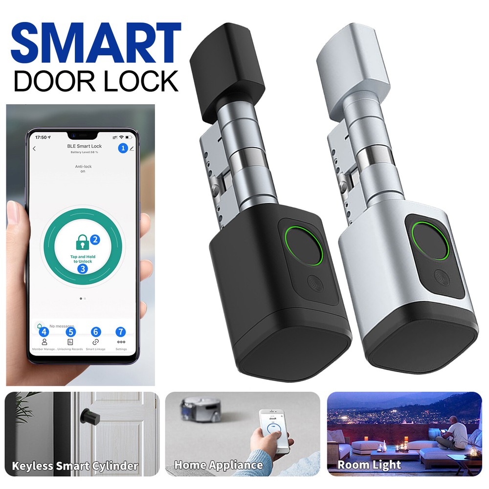 Keyless Smart Door Lock Cylinder Finger prints Tuya Remote Control Smart Lock