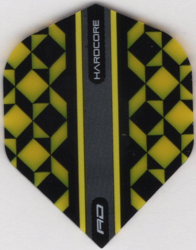 HARDCORE BLACK And YELLOW Dart Flights: 3 per set