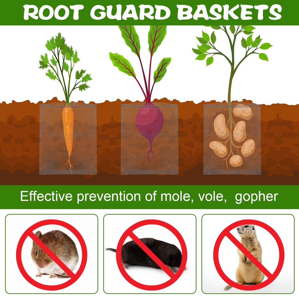 50 PCS 1 Gallon Gopher Vole Wire Mesh Basket Stainless Plant Root Protector