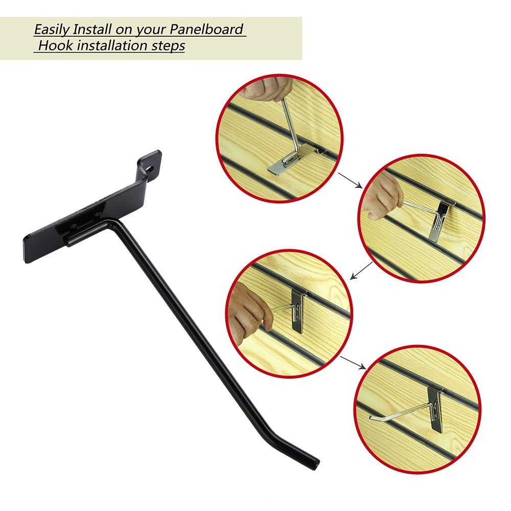 Durable Slatwall Hook Set: 12 Heavy-Duty Metal 4'' & 6'' Wall Mounting Solutions