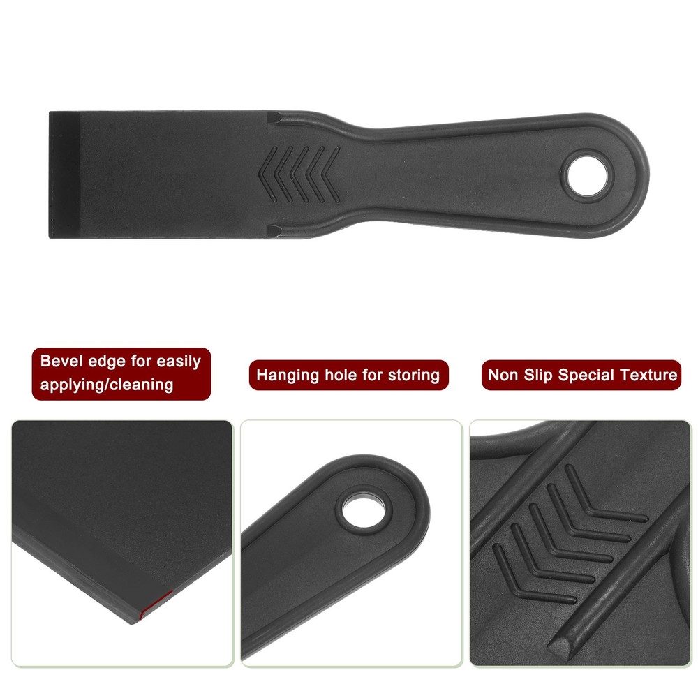10 Pack Putty Scraper 1.5-Inch Width 6mm Thin Plastic Putty Knife Black