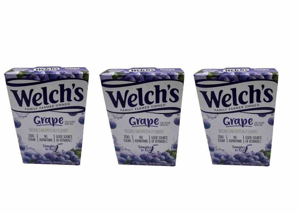 Welch's Grape 18 Packets Low Calorie Grape Drink Mix 3 Boxes