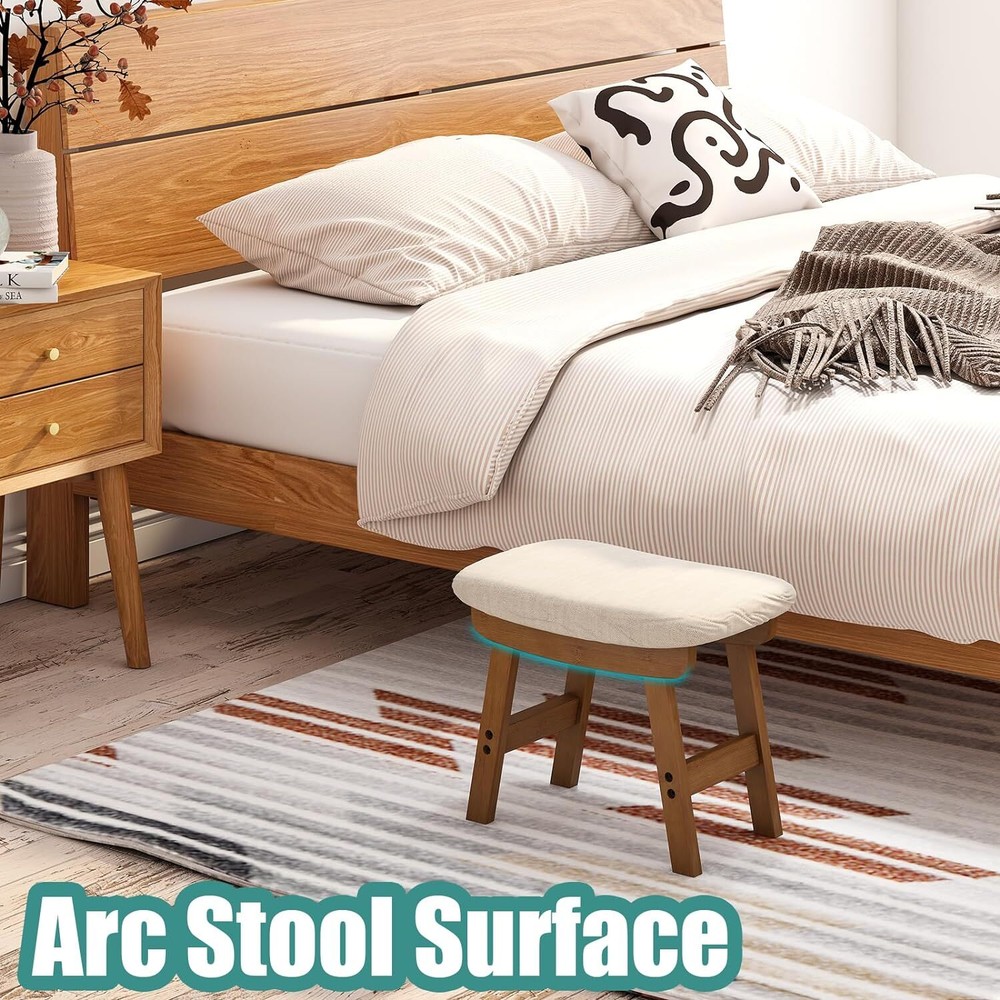 Foot Stools Ottoman, Small Soft Footrest Ottoman with Small, Walnut-beige