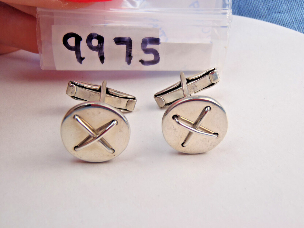 Vintage Sterling Silver HandMade Button Cufflinks 1960s