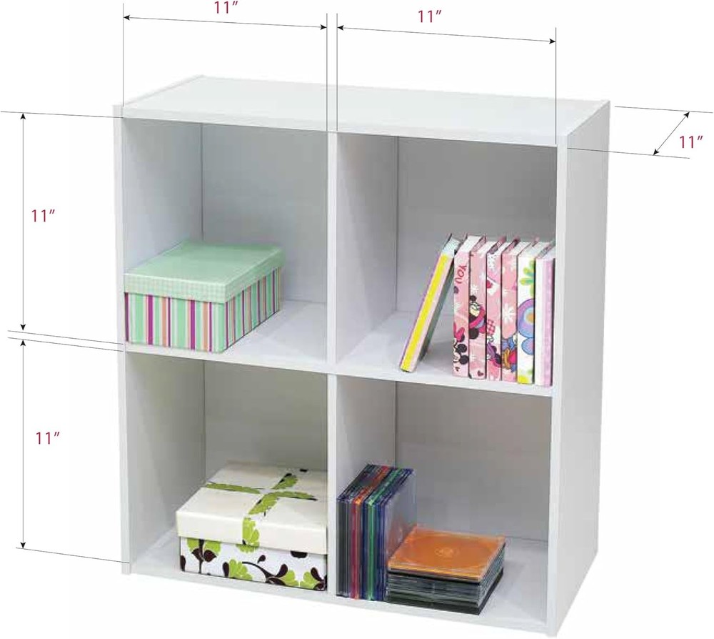 NEW KB Designs - 4-Cube Bookcase, Unit Shelf, Storage Organizer, White