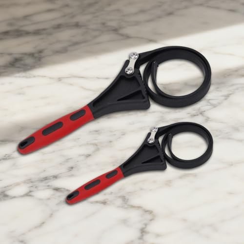 2pcs Rubber Strap Wrench, 2 Sizes Adjustable Oil Filter Spanner for Diameter