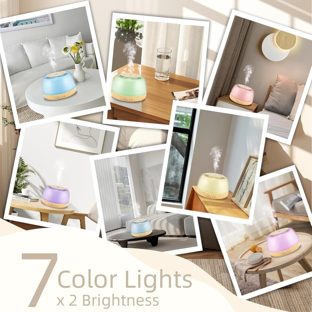 300ml Essential Oil Diffuser with Remote Control, 7-Color LED Lights, 4 Light