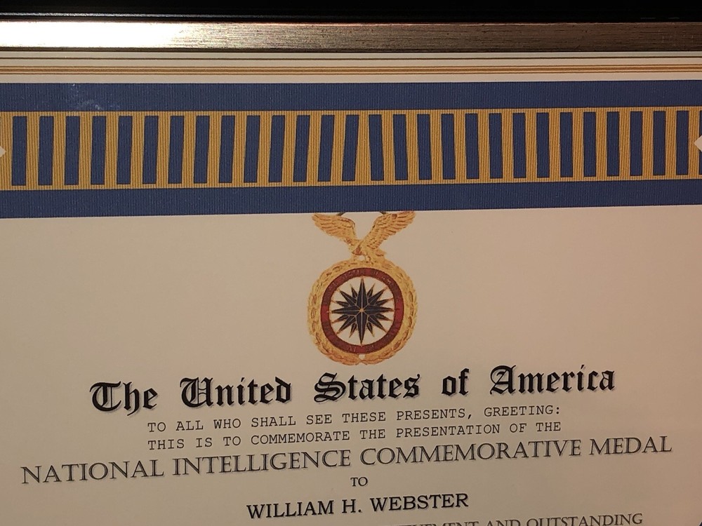 NSA - NATIONAL INTELLIGENCE COMMEMORATIVE MEDAL CERTIFICATE Type-1