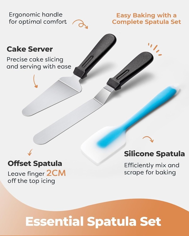 Cake Decorating Kit with Offset Spatula & Icing Smoother