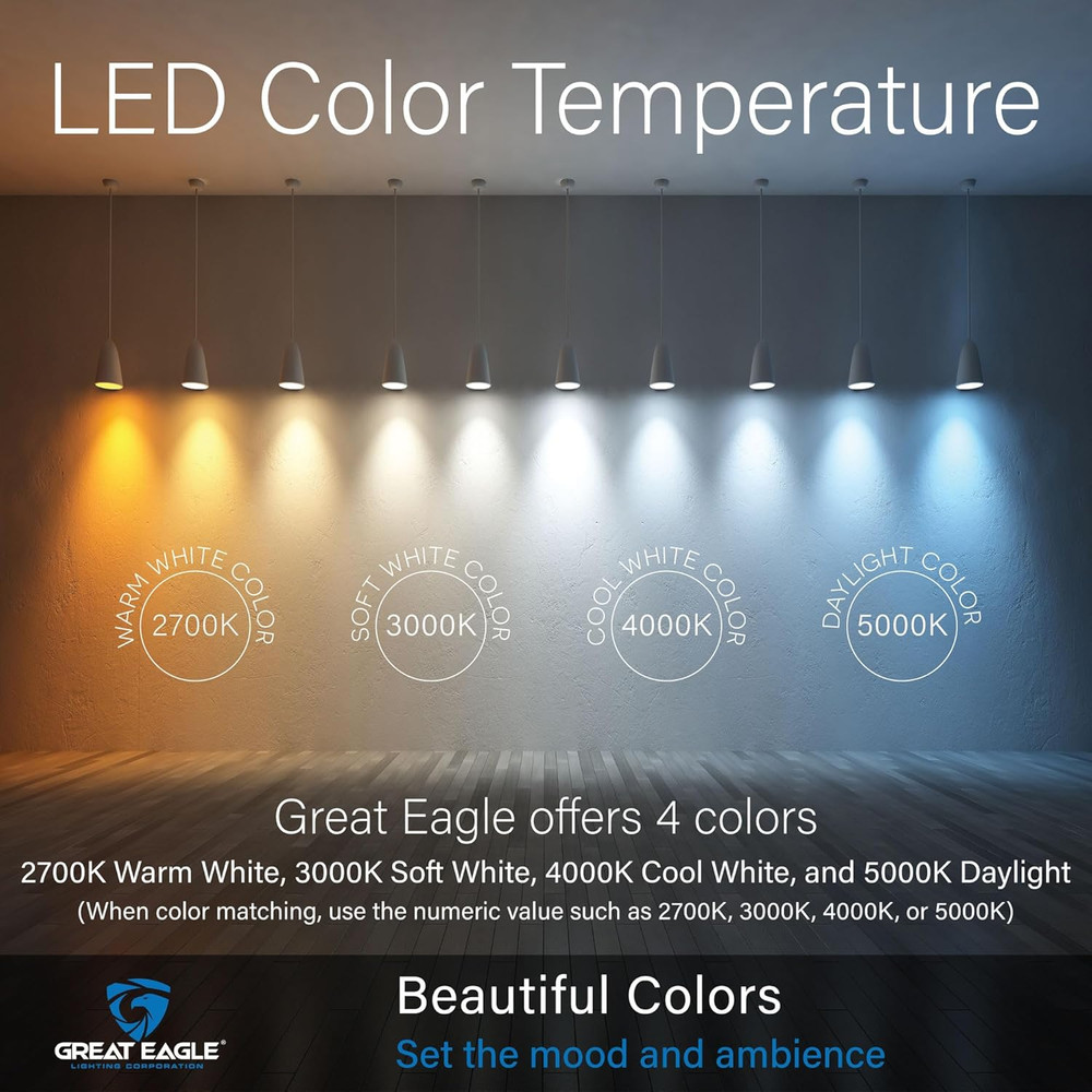 Great Eagle A19 LED Light Bulb, 9W (60W Equivalent), UL Listed, 4000K Cool White