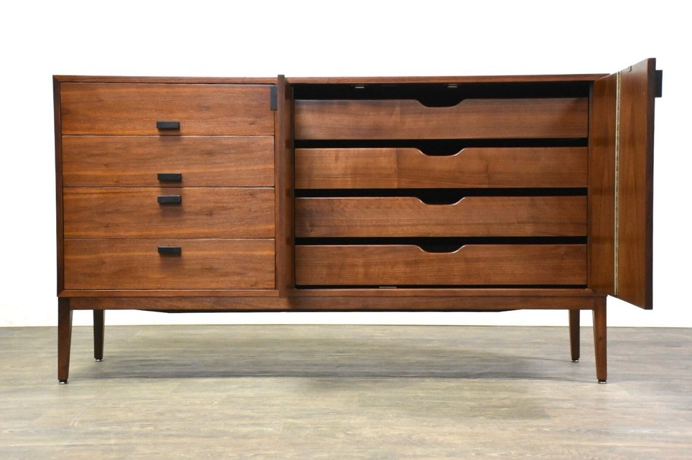 Refinished Walnut Mid Century Credenza