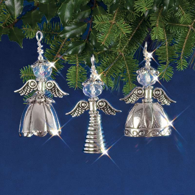 Holiday Beaded Ornament Kit Vintage Angels Makes 3