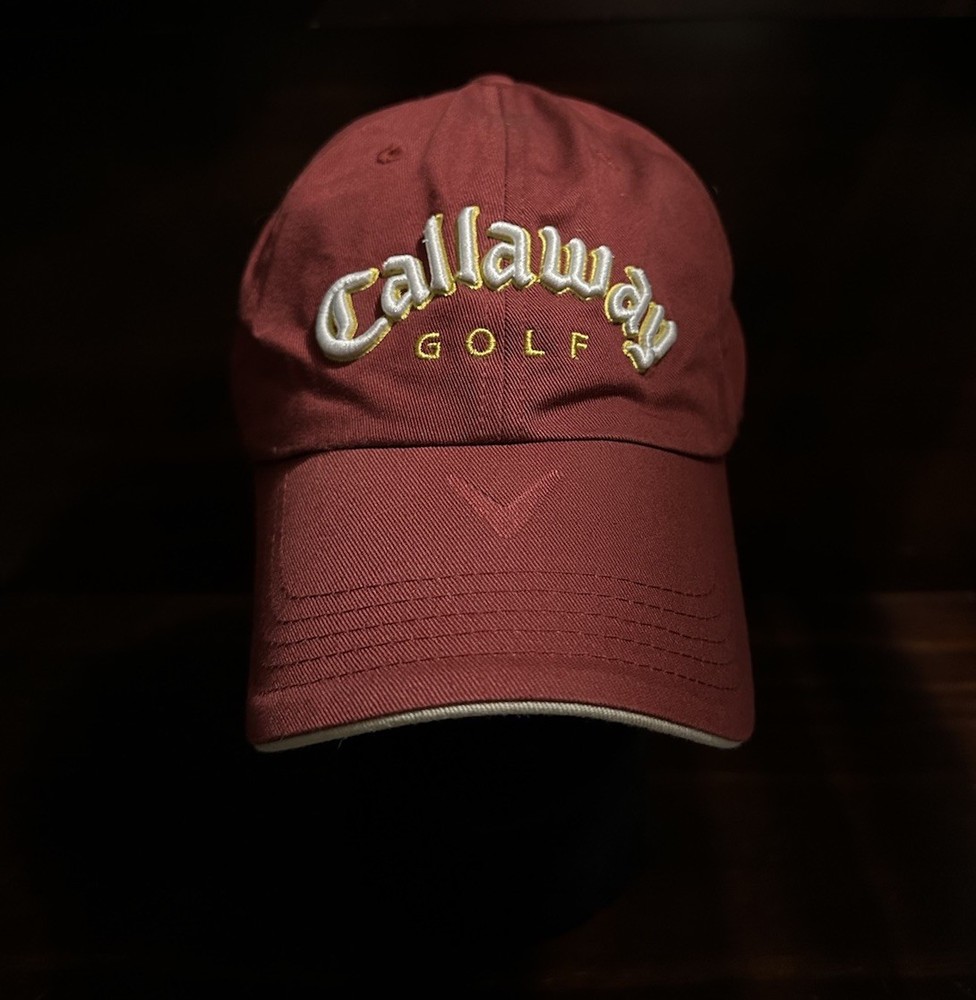 Callaway Golf Hat Unstructured Baseball Style Strapback Dark Red Embroidered Cap