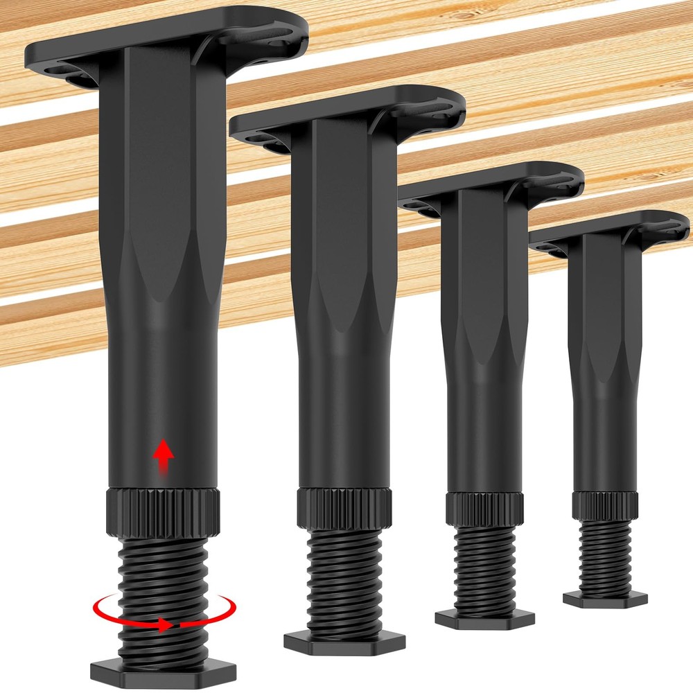 4PCS Adjustable Bed Frame Support Legs (8.3"-14.5" ), Frame Center Slats Heav...