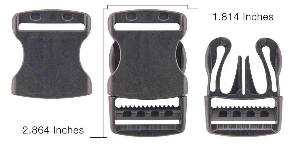 1 1/2 Inch YKK Flat Side Release Plastic Buckles, 10 Pack
