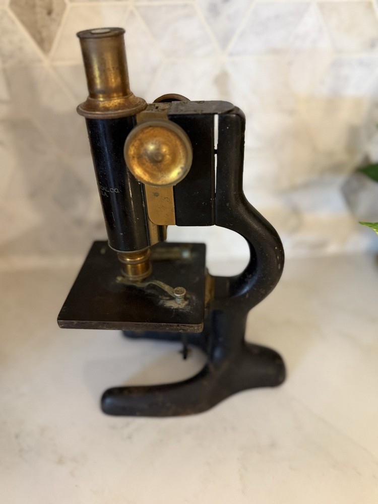 Bausch & Lomb Microscope. Antique- Solid Piece! Cast Iron Base And Brass 1915