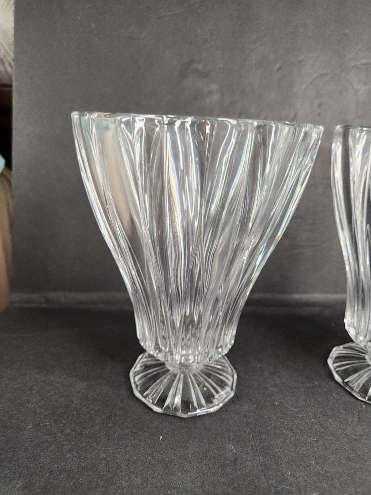 Crystal Vase St. George 7"h   12 Sided - Pair