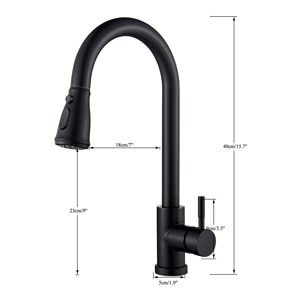 Touch Sensor Kitchen Sink Faucet Pull Down Sprayer Matte Black Single Hand Taps