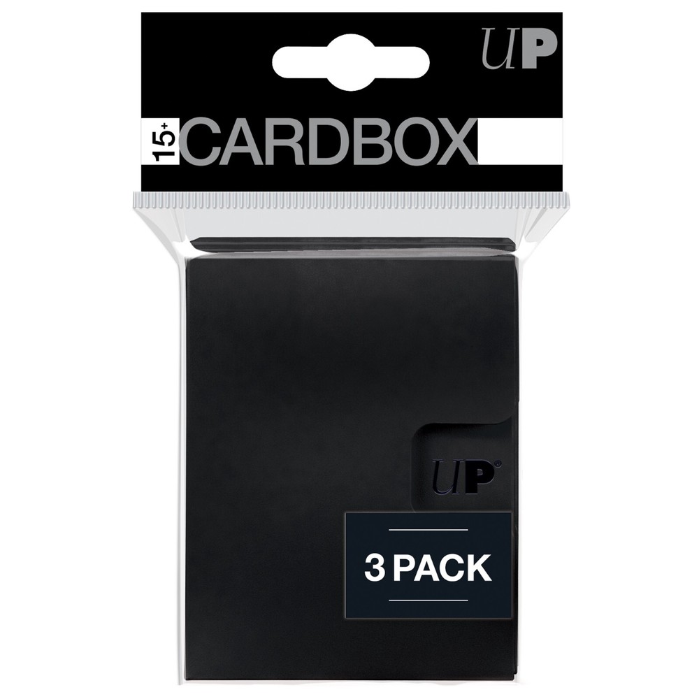 (3-Pack) Ultra Pro 15+ Card Deck Box BLACK Compact Design For Cube Draft Packs