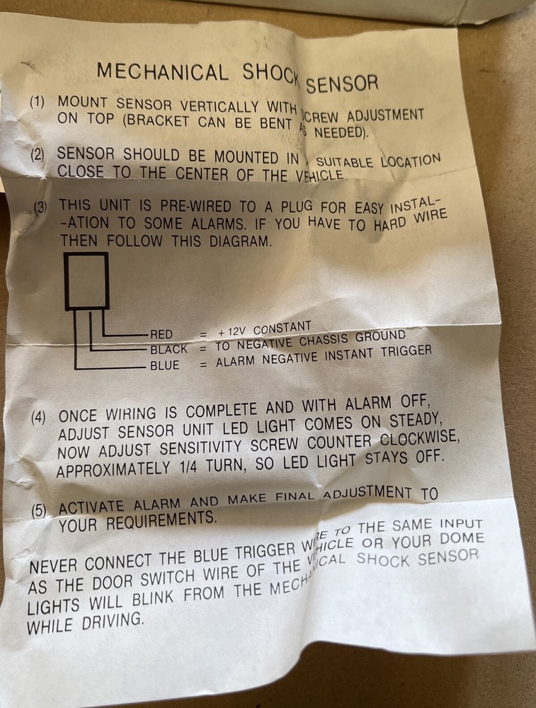 Old School Car Alarm shock sensor