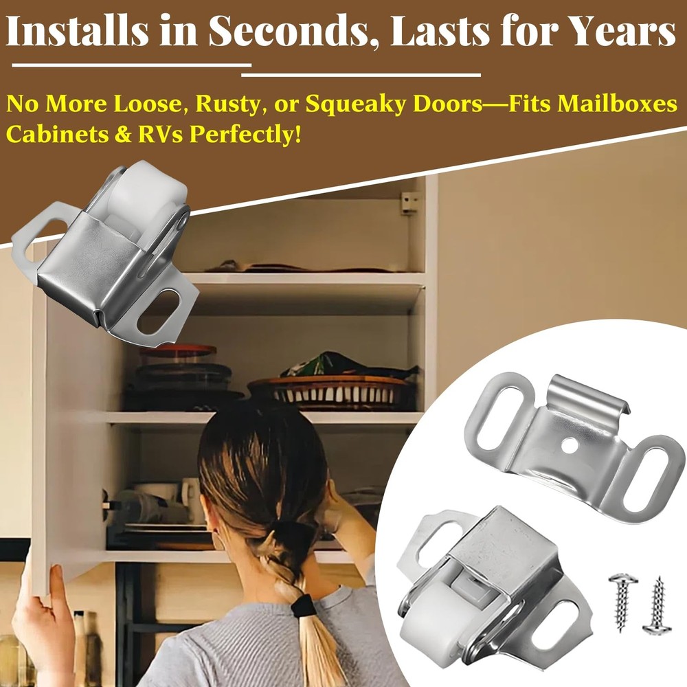 8 Set Heavy Duty Mailbox Replacement Roller Catch Latch Kit With Screws For RV