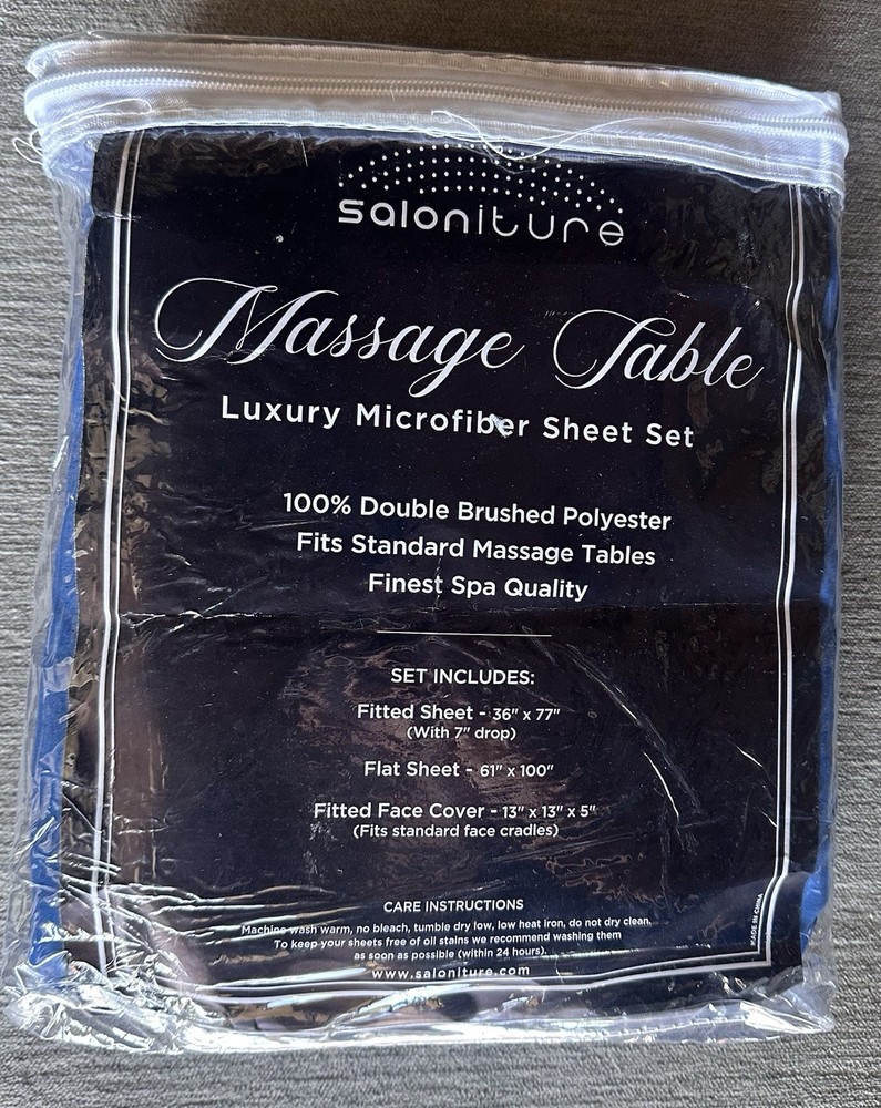 Saloniture 3-Piece Microfiber Massage Table Sheet Set In Blue
