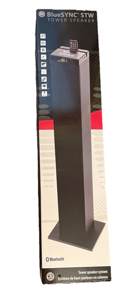 BlueSYNC STW Bluetooth Tower Floor Standing Speaker with Integrated Subwoofer