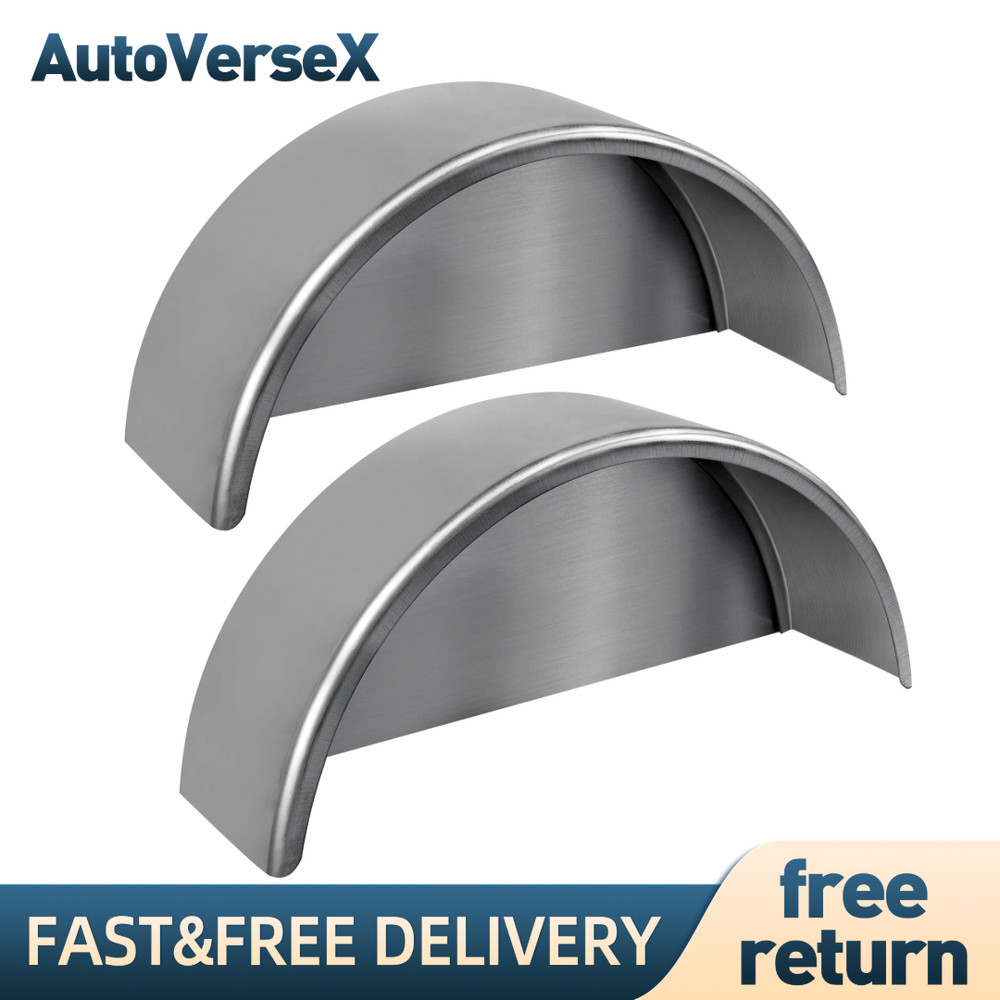 A Pair Steel Round Single Axle Trailer Fenders & Backs For 14" 15'' 16" Wheel