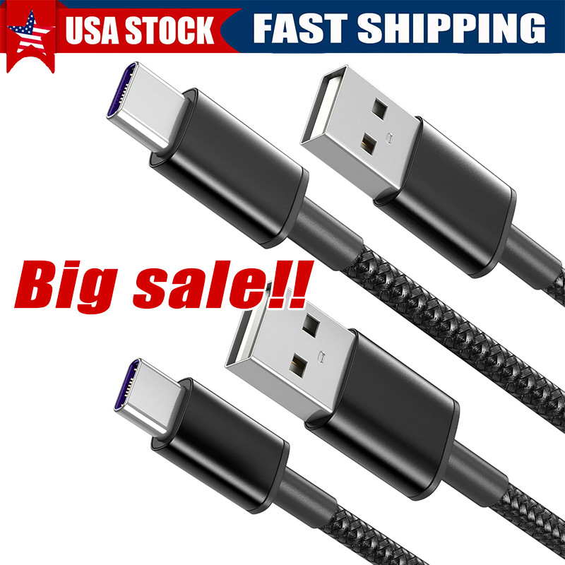 Braided USB C Type-C Fast Charging Data SYNC Charger Cable Cord 3/6/10FT LONG
