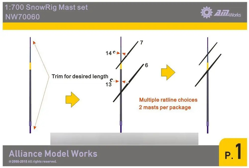 1/700 Scale SnowRig Multi-Use Mast Set (3pcs) NW70060 Model Kits Accessory