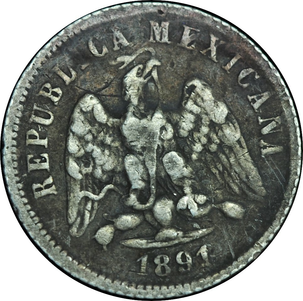 1891 Go R Mexico 10 Centavos VF Condition