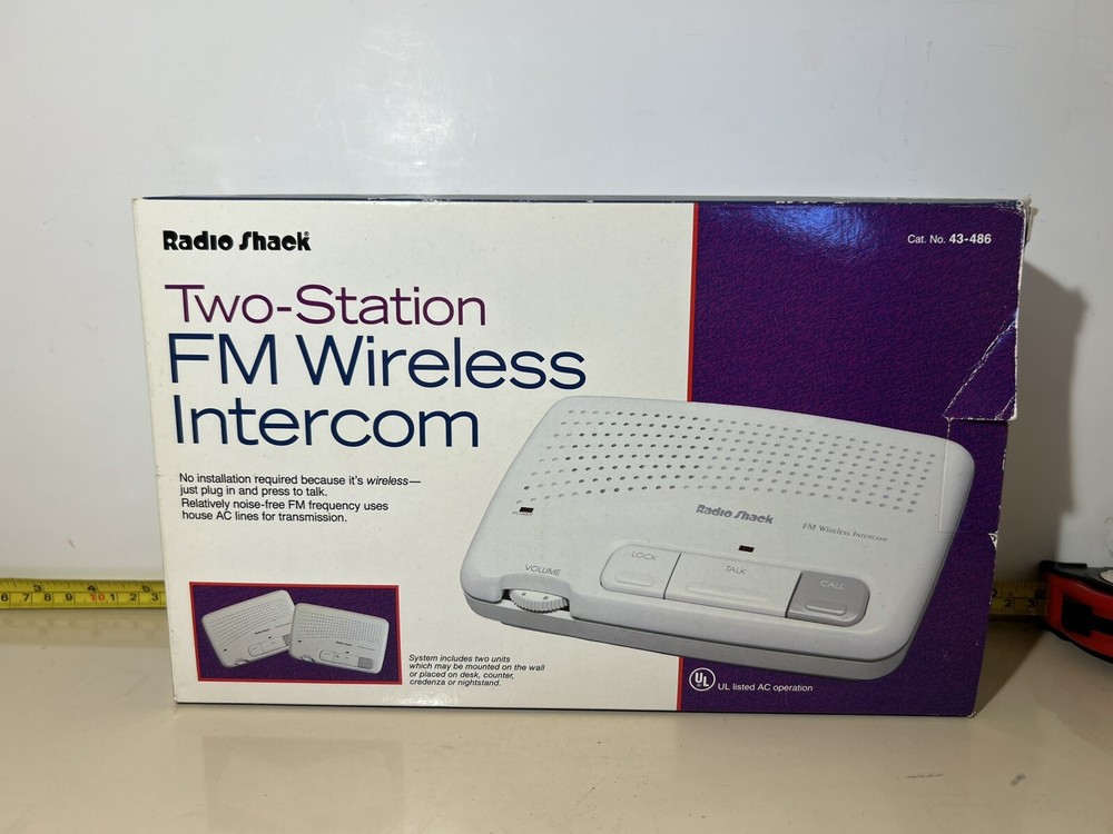 Radio Shack Two-Station FM Wireless Intercom Pair Set Model 43-486 (Never Used)