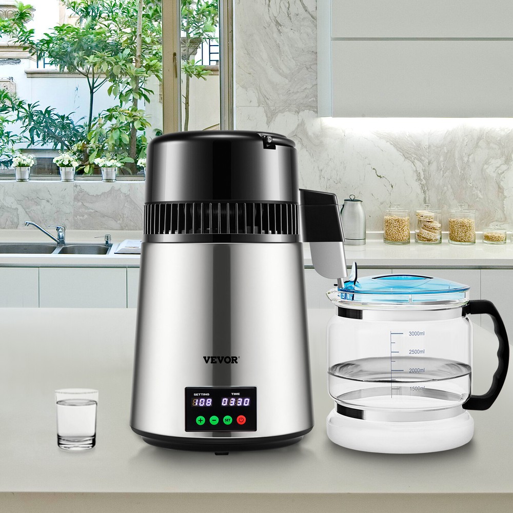 VEVOR 4L Water Distiller 1L/H Distilled Water Filter Maker Timing & Temp Display
