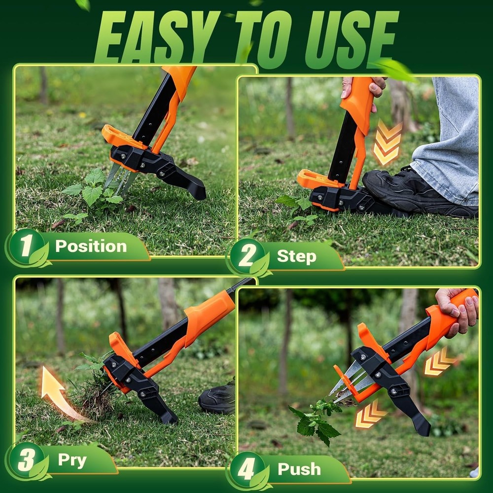 Heavy-Duty Weed Puller Tool - 39-46 Inch Adjustable Handle, No Bending Needed
