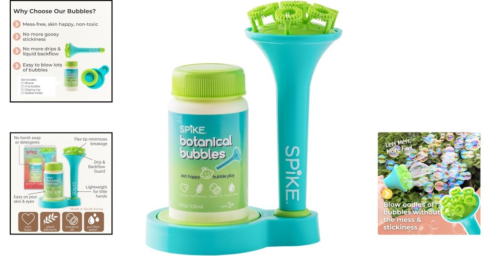 Sensory Bubble Play Set - Aqua Bubble Blower with Botanical Solution for Kids 3+
