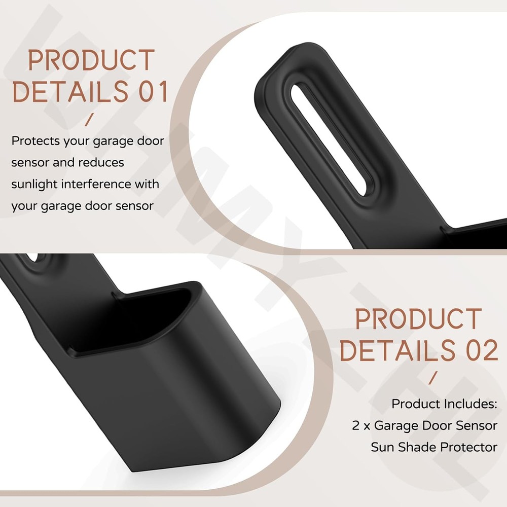 2 Pack Garage Door Sensor Sun Shade Protector Liftmaster Chamberlain Black