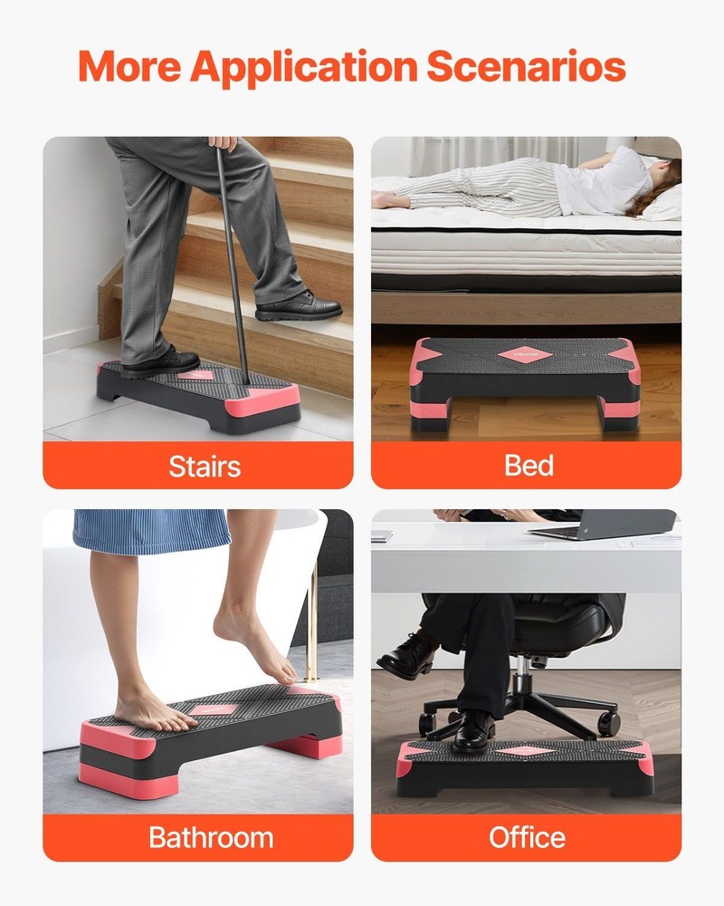 Compact Step Platform 28x10.5in Easy Storage with Nesting Risers Red