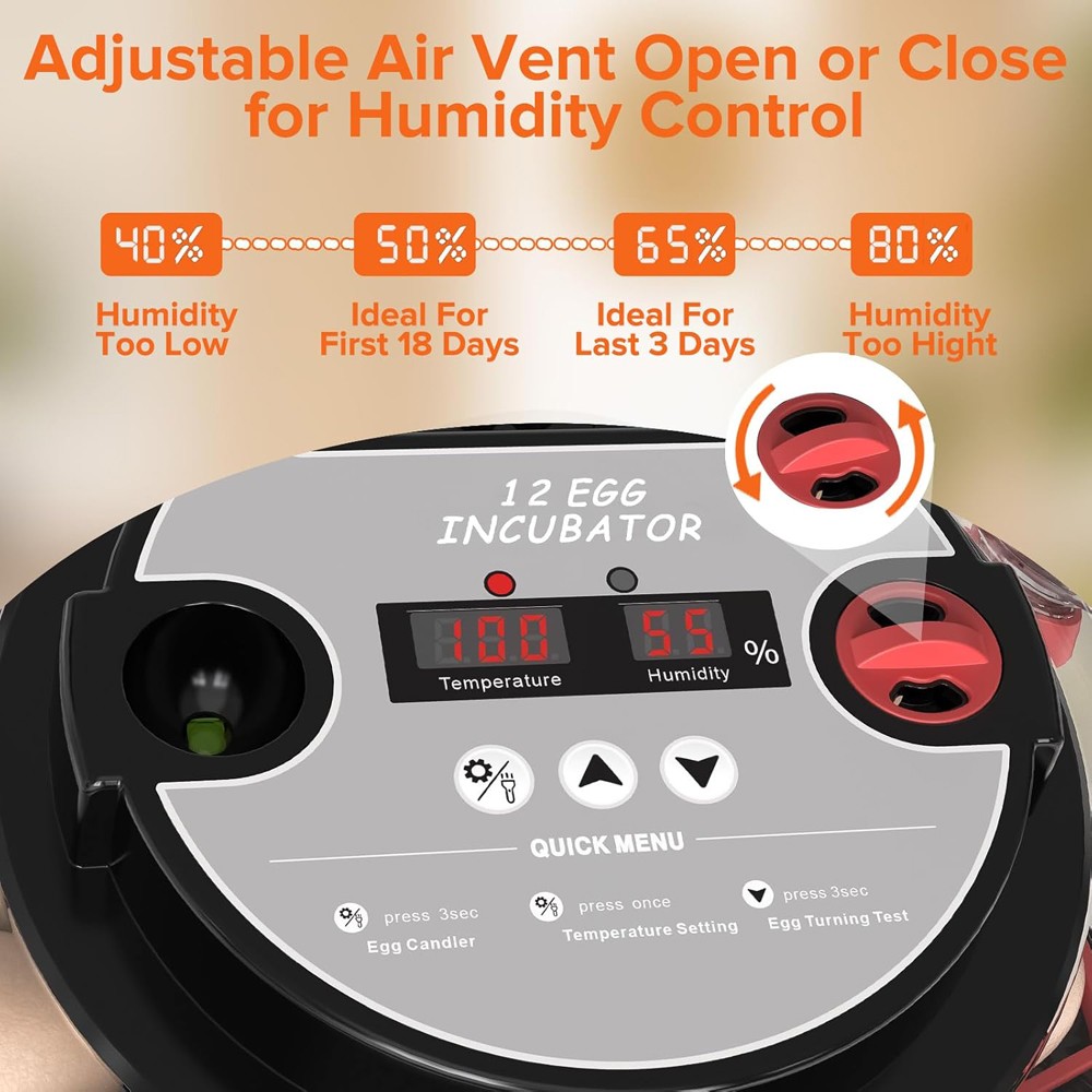 12 Egg Automatic Turning Chicken Hatcher Incubators Stable Temperature Incubator